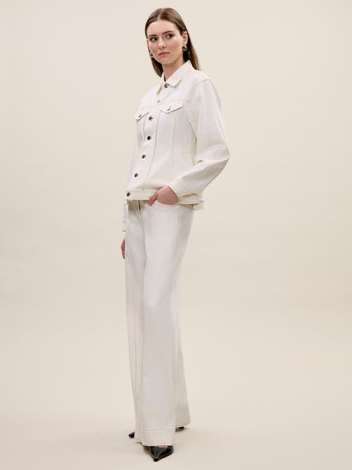 Rebecca Taylor Cora Denim Jacket In Eggshell Wash