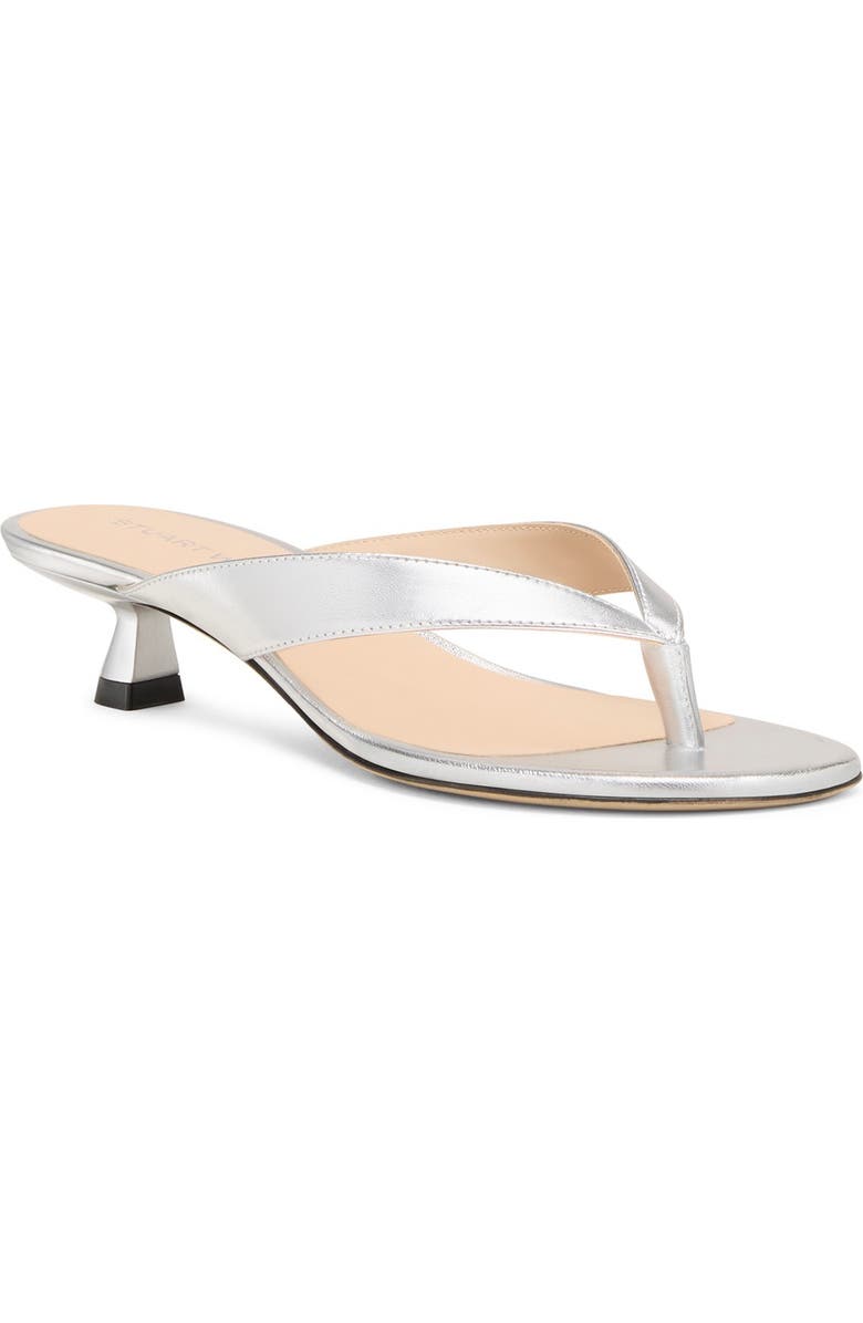 Stuart Weitzman Rio Kitten Heel Sandal, Main, color, Silver