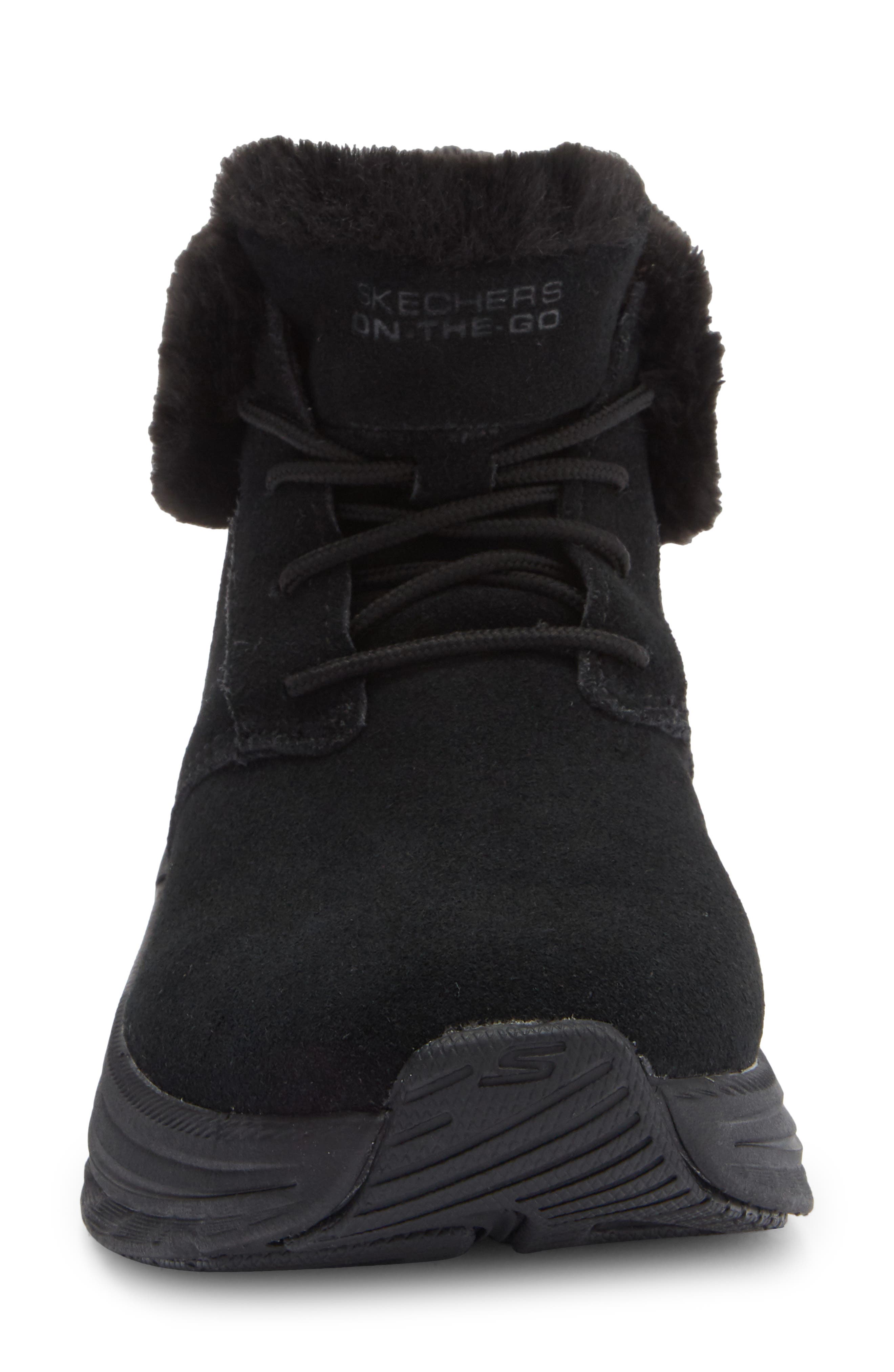 SKECHERS Max Cushioning Elite 2.0 Faux Fur Trim Boot, Alternate, color, Black