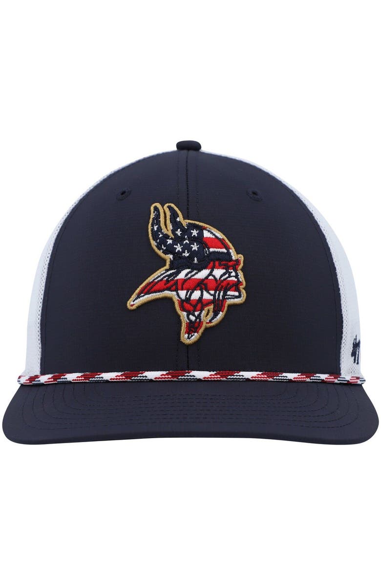 '47 Men's '47 Navy/White Minnesota Vikings Flag Fill Trucker Adjustable Hat, Alternate, color, 