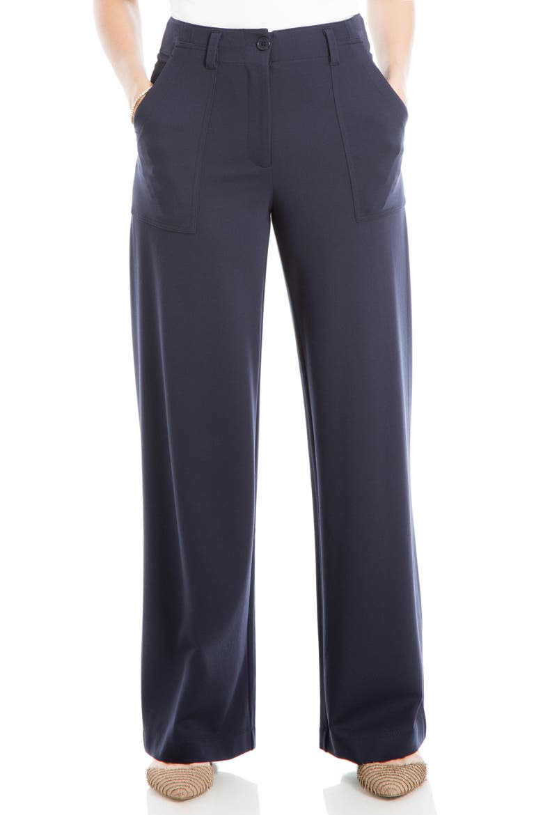 Ponte High Waist Wide Leg Pants, Main, color, DARK NAVY