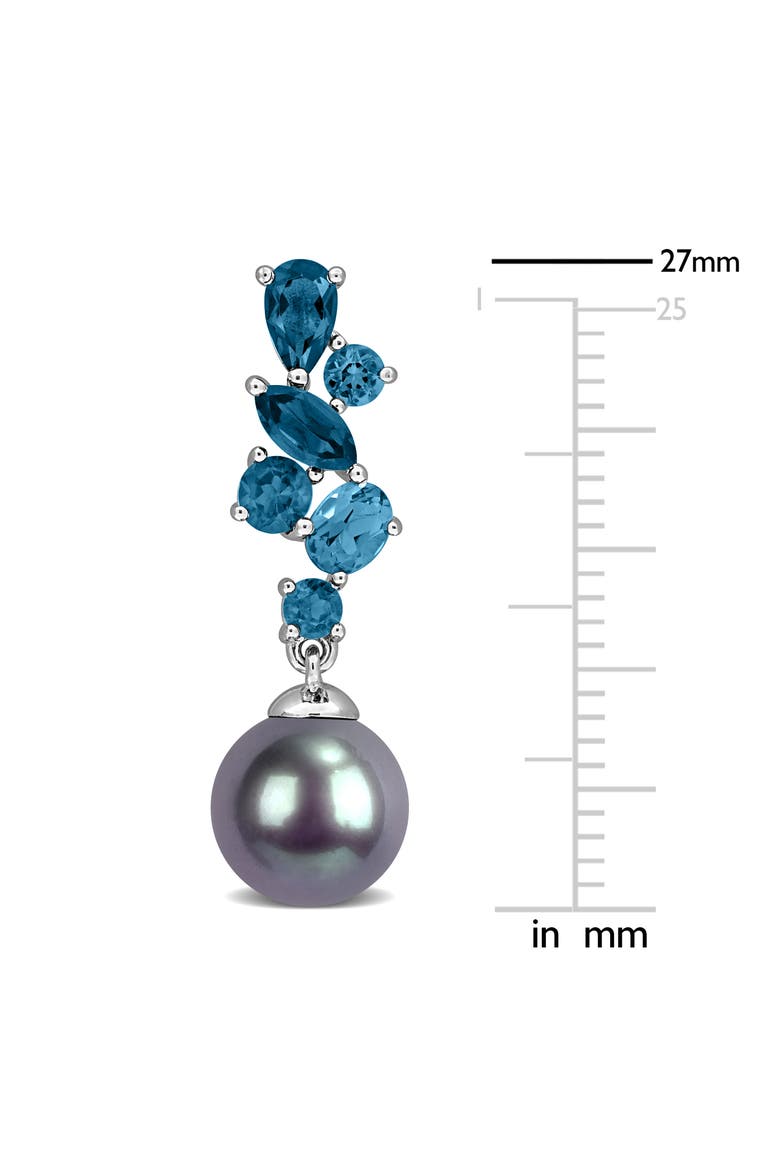 Cultured Tahitian Pearl & London Blue Topaz Pendant, Alternate, color, BLUE