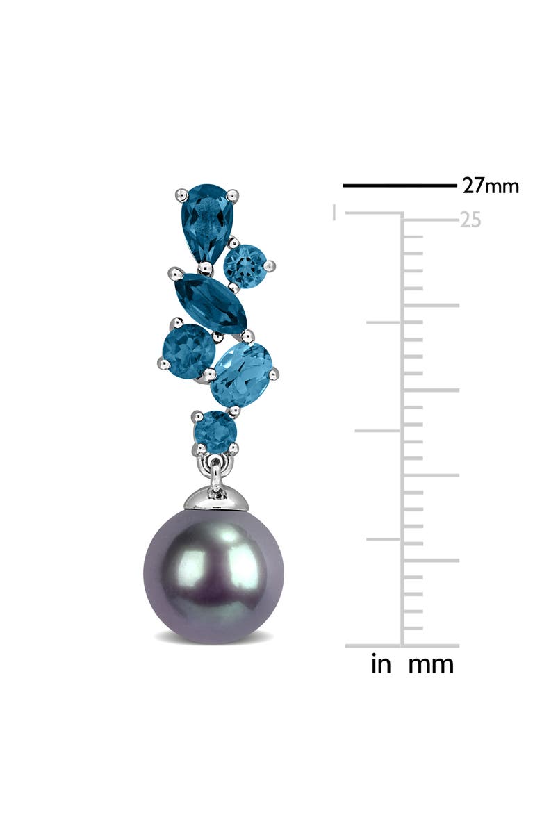 DELMAR Cultured Tahitian Pearl & London Blue Topaz Pendant, Alternate, color, 