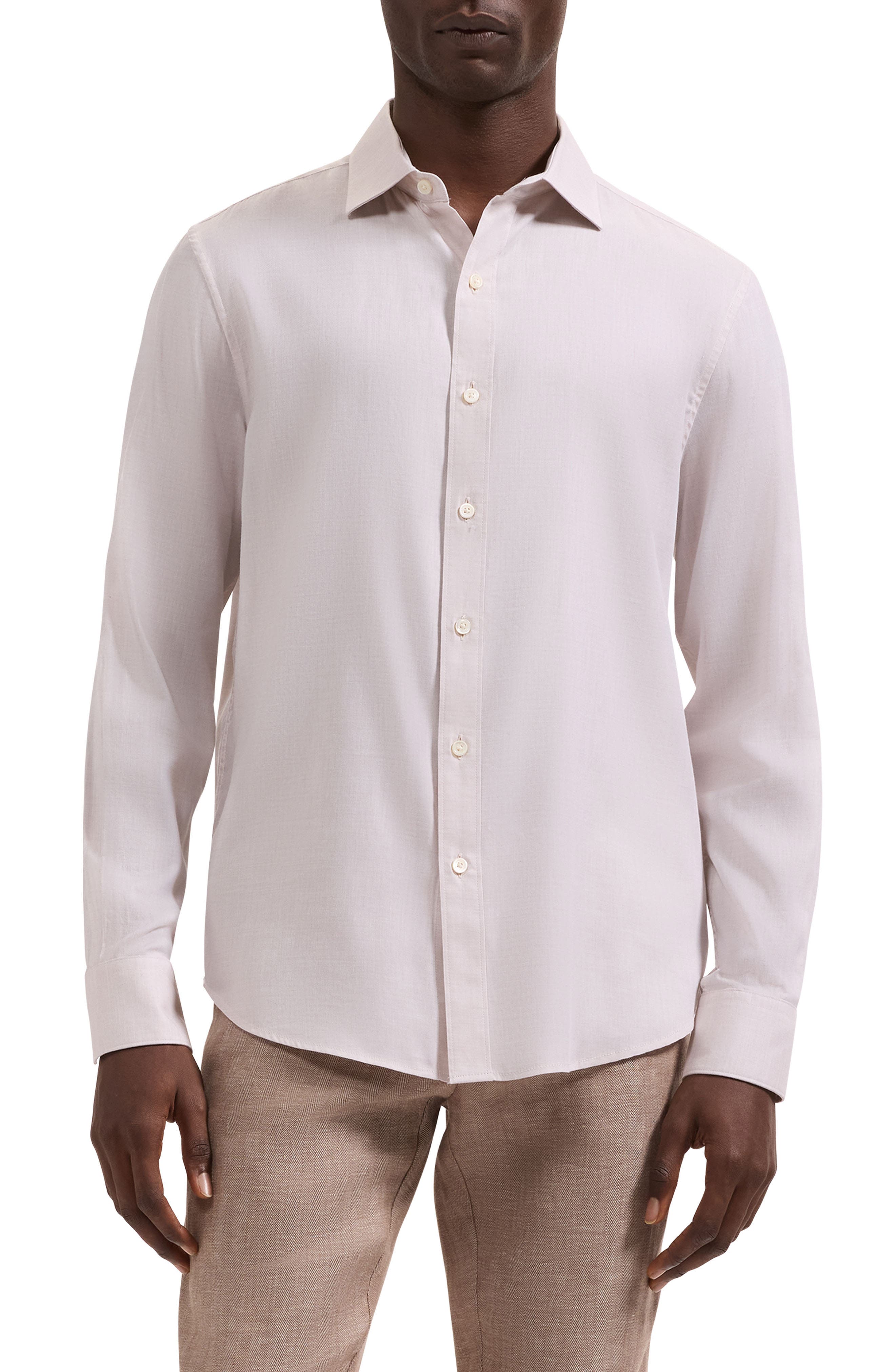 Axel Trim Fit Solid Cotton Blend Button-Up Shirt - image 5