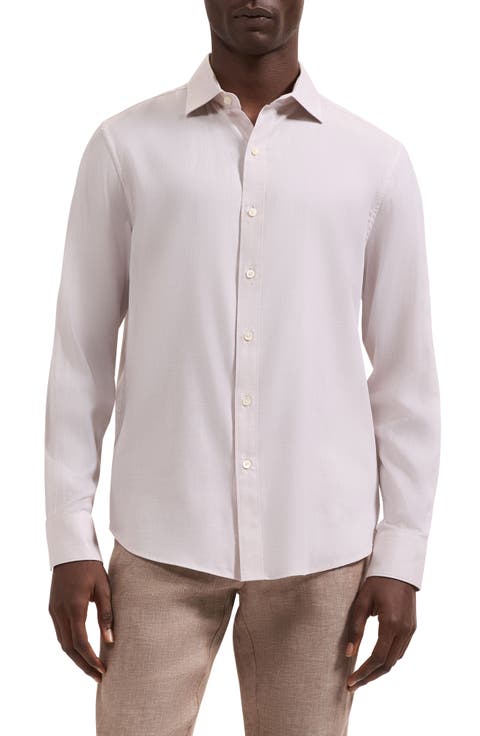 Axel Trim Fit Solid Cotton Blend Button-Up Shirt