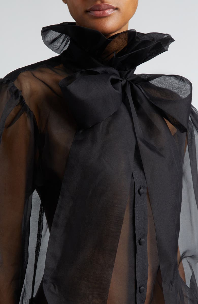 Tanner Fletcher Gender Inclusive Simone Pussy Bow Organza Shirt, Alternate, color, 