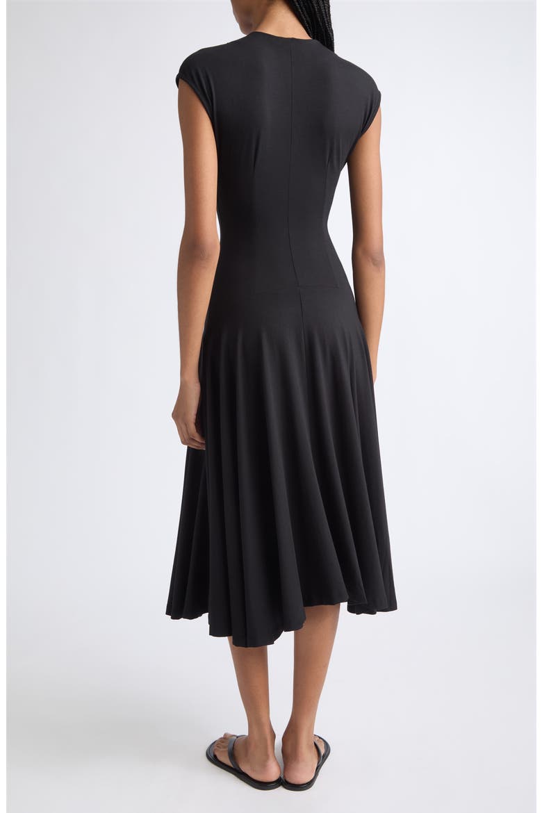Farrah Zip-Up Jersey Midi Dress, Alternate, color, BLACK