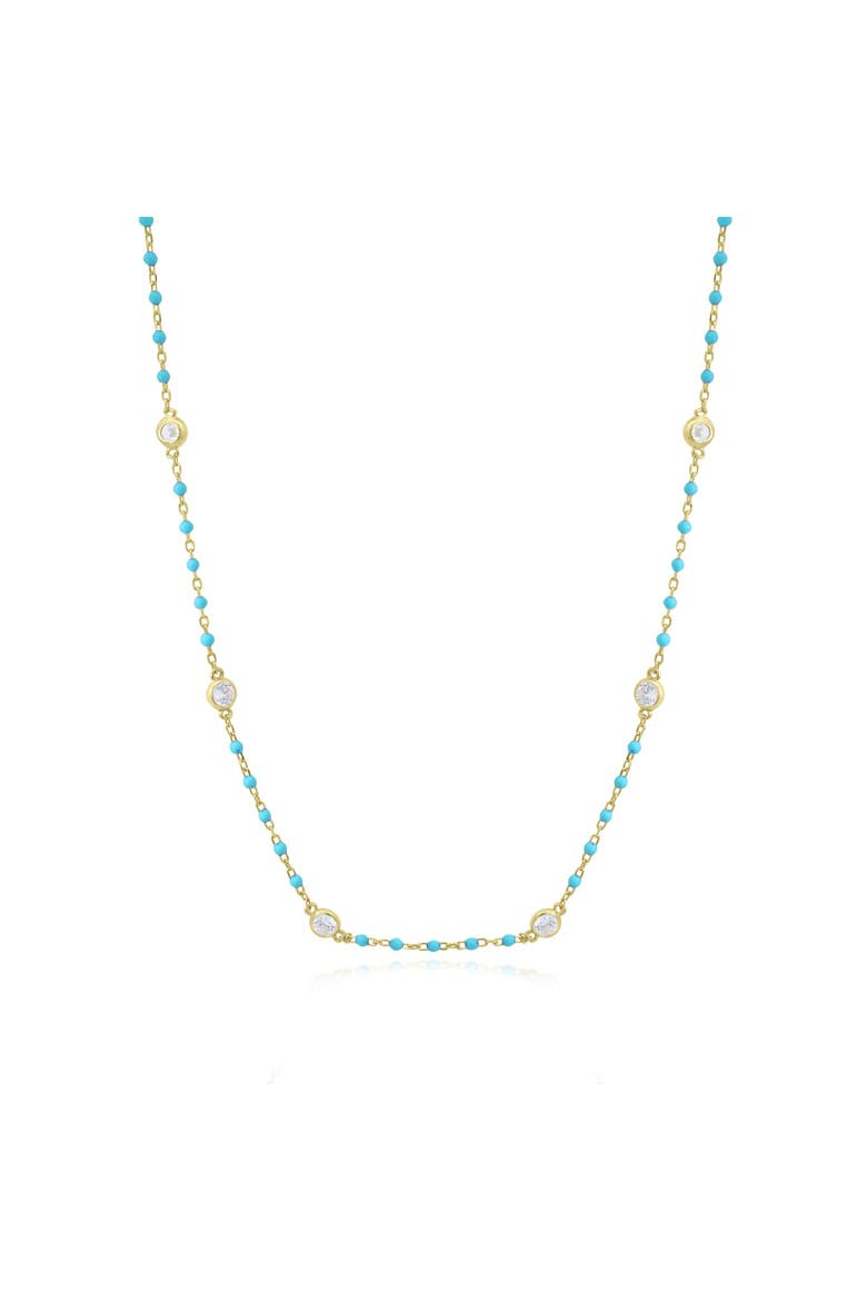 Light Blue Bead CZ Chain Necklace, Main, color, Light Blue