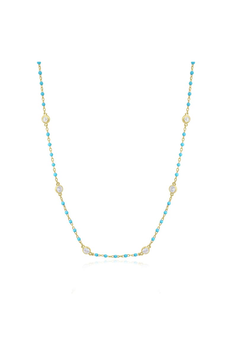 The Lovery Fine Jewelry Light Blue Bead CZ Chain Necklace, Main, color, Light Blue