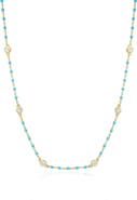 The Lovery Fine Jewelry Light Blue Bead CZ Chain Necklace