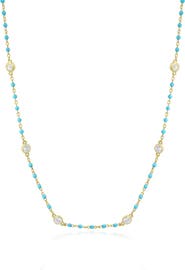 The Lovery Fine Jewelry Light Blue Bead CZ Chain Necklace