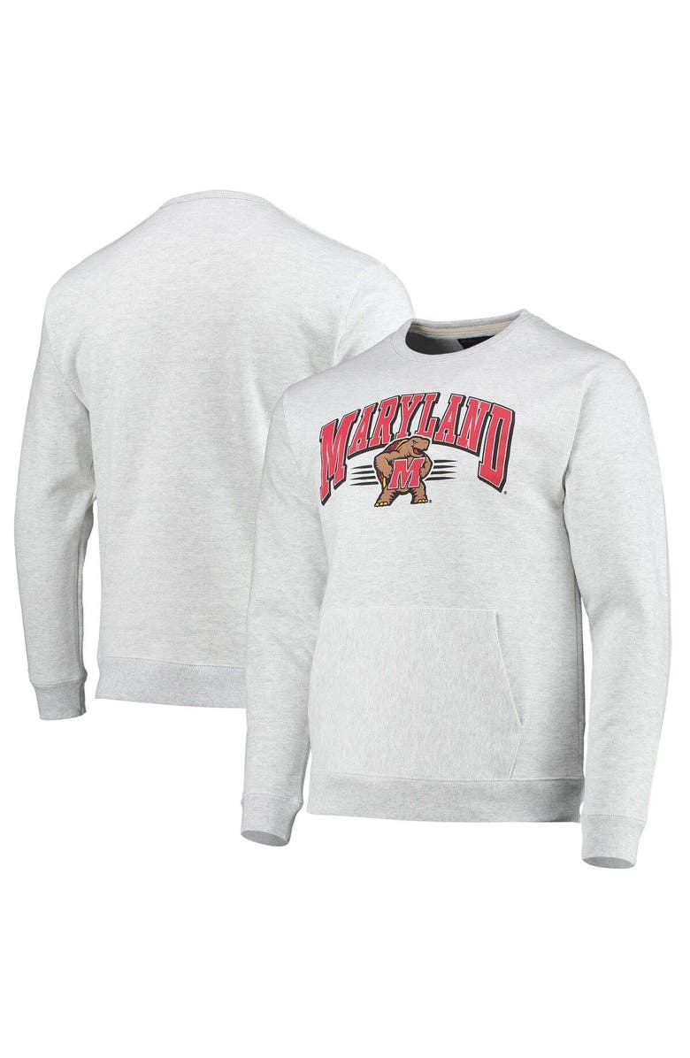 LEAGUE COLLEGIATE WEAR Men's League Collegiate Wear Heathered Gray Maryland Terrapins Upperclassman Pocket Pullover Sweatshirt, Main, color, 