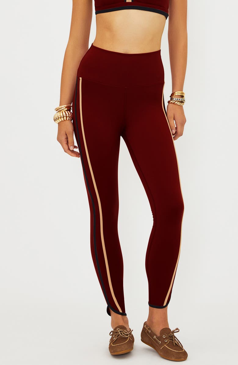Beach Riot Nella Side Stripe Ankle Leggings, Main, color, Maroon Merlot Colorblock