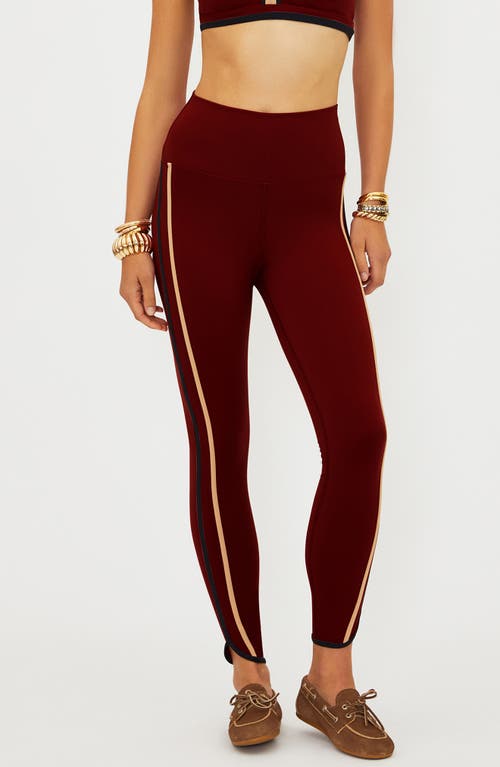 Beach Riot Nella Side Stripe Ankle Leggings In Red
