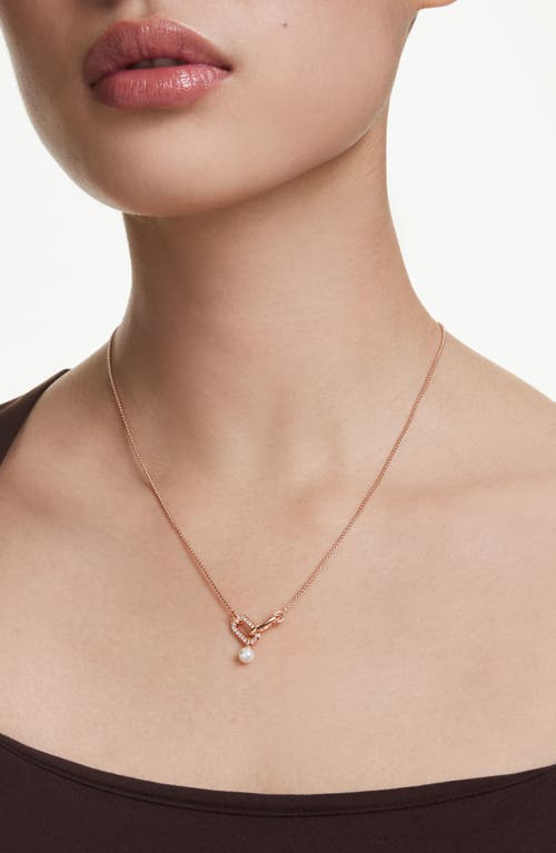 Swarovski Constella Crystal Pearl Round Cut Pendant Necklace In Gold