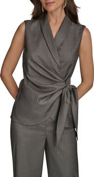 Donna Karan New York Pinstripe Wrap Vest