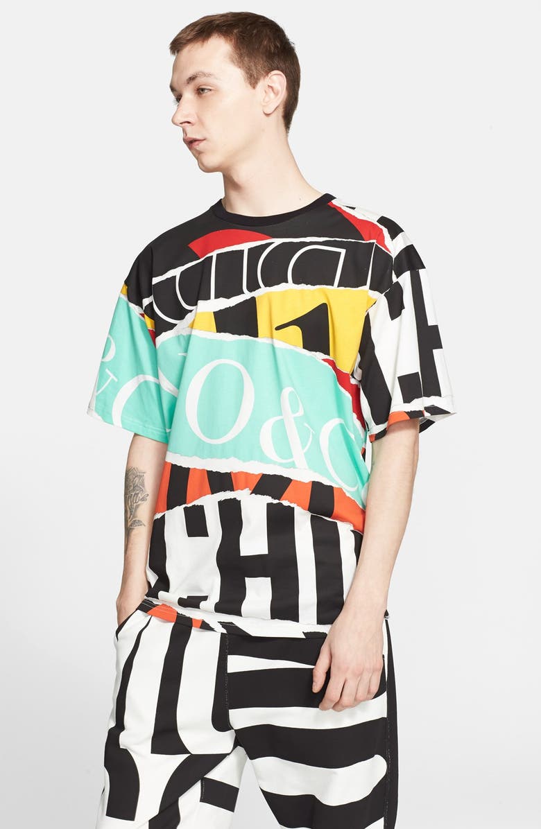 Moschino Oversize Collage Print T-Shirt, Main, color, 