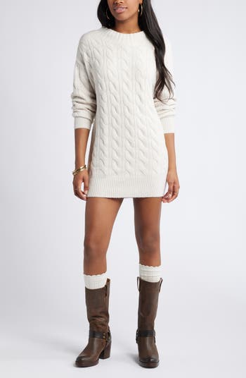 Cable Long Sleeve Sweater Dress
