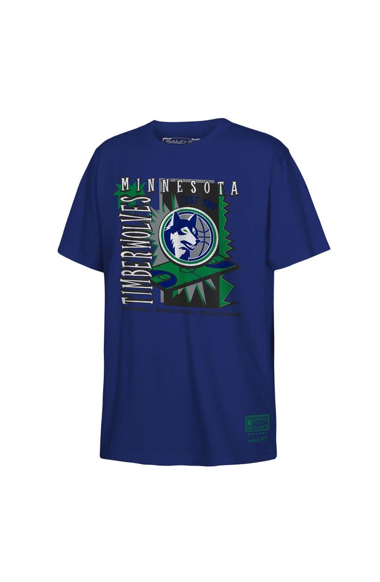 Mitchell & Ness Youth Mitchell & Ness Navy Minnesota Timberwolves Retro '90s Poster T-Shirt, Main, color, Navy