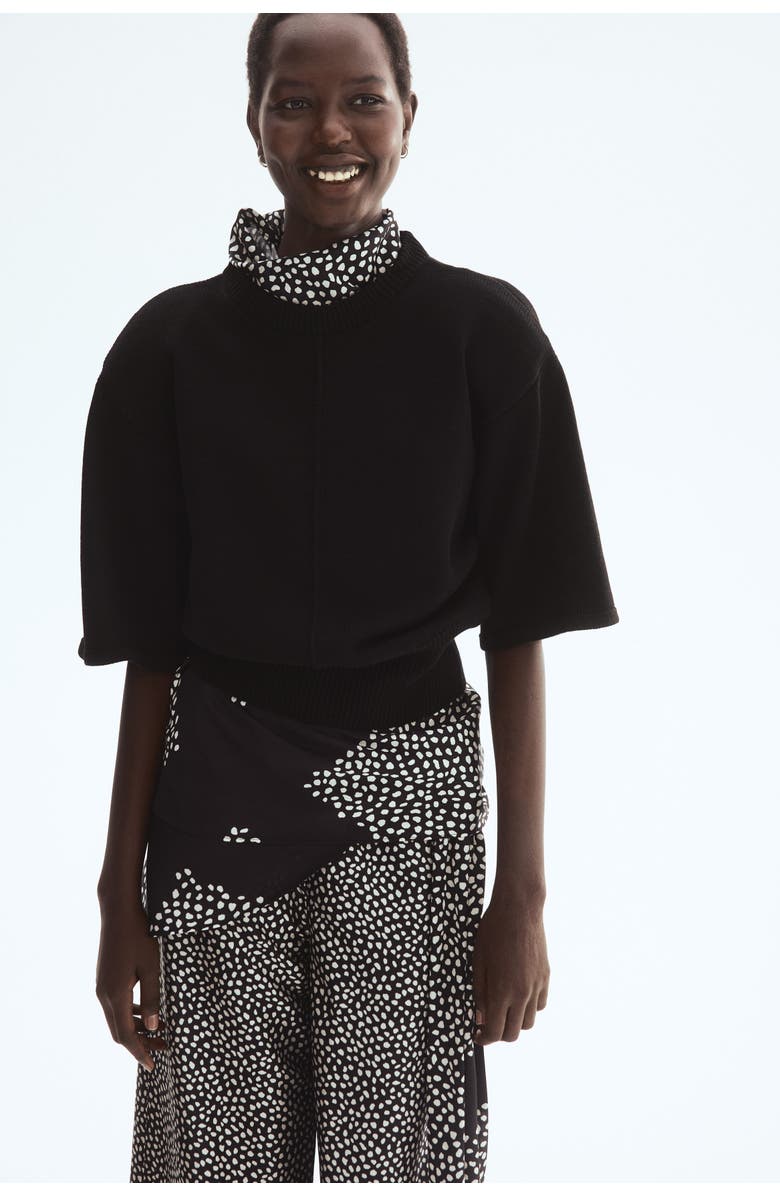 H&M Knitted Top, Alternate, color, Black