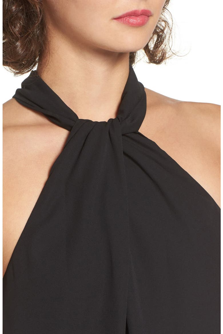 Knotted High Neck Shift Dress, Alternate, color, BLACK