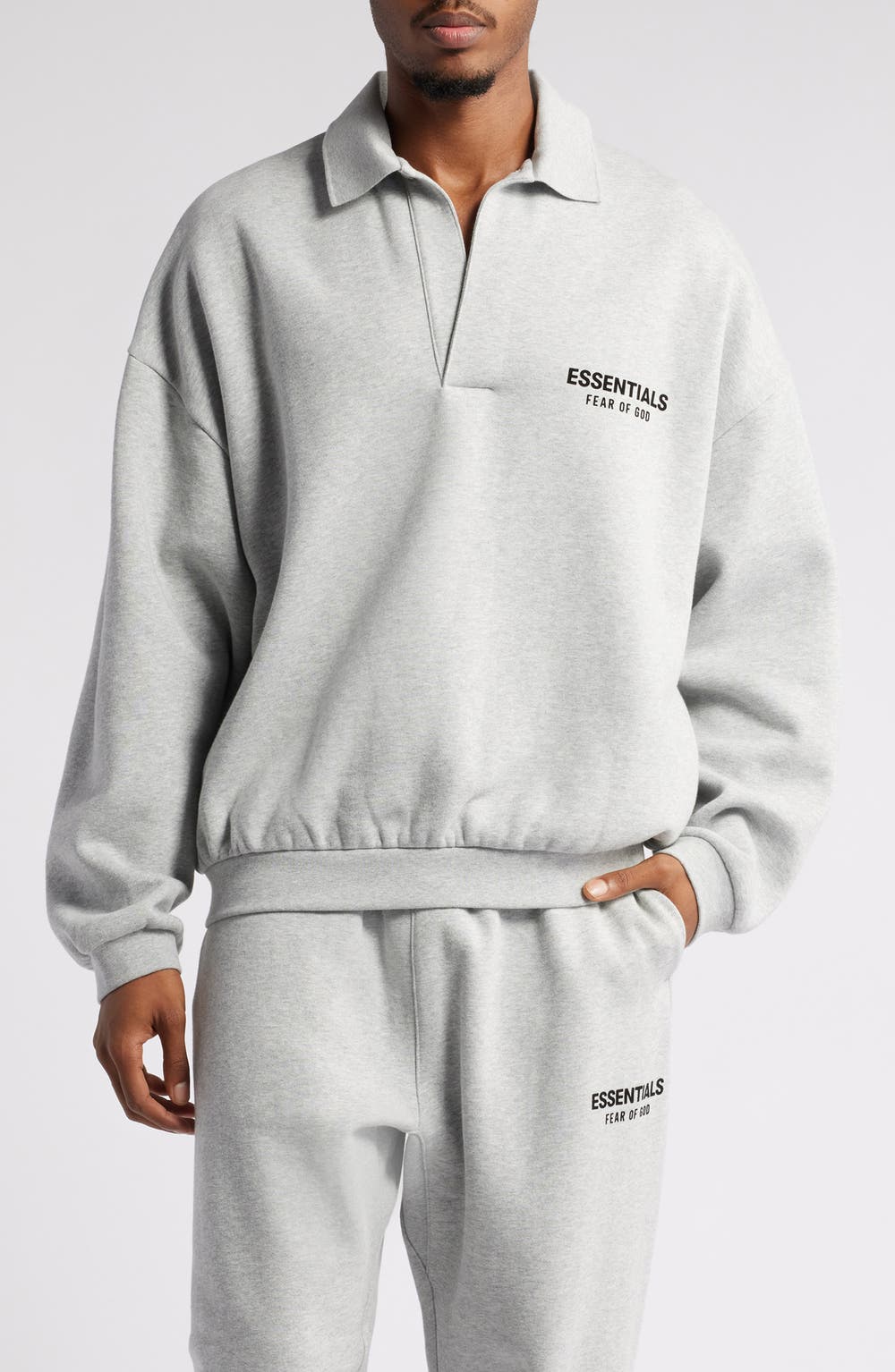 Johnny Collar Fleece Sweatshirt, color, LIGHT HEATHER GRAY