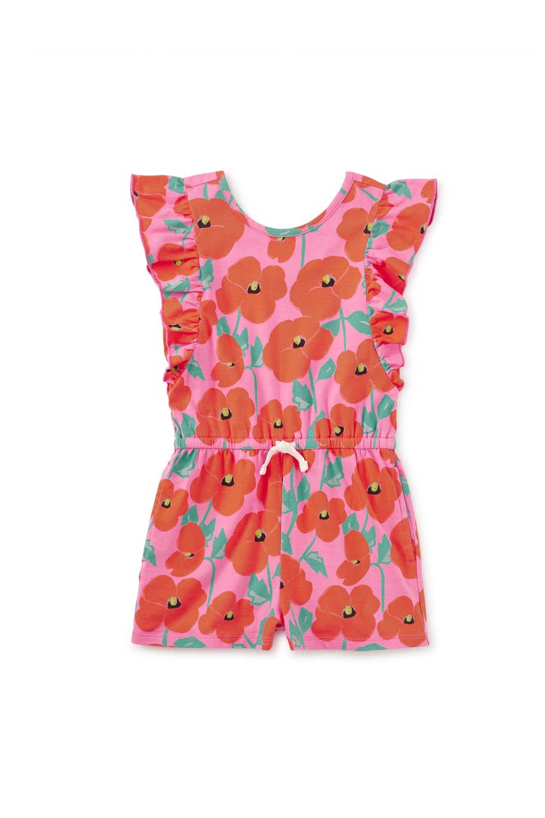 Flutter Sleeve Romper, Main, color, Poppy Poppies