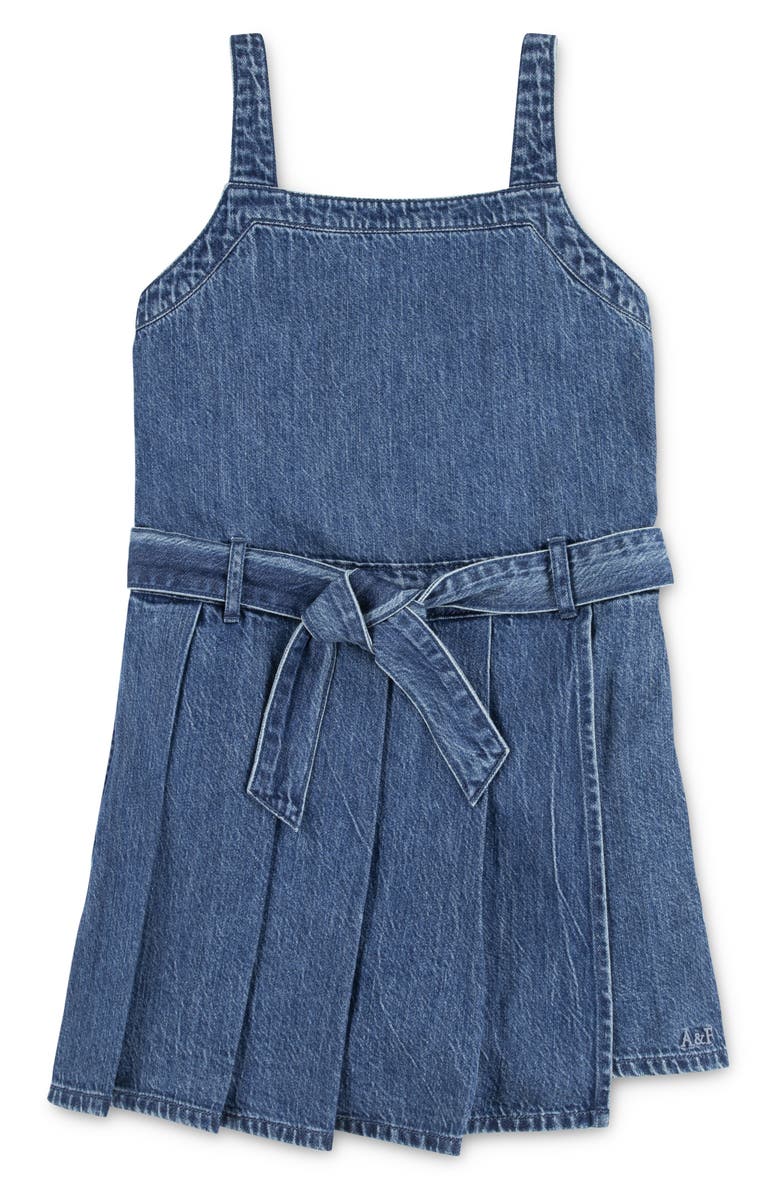 abercrombie kids Kids' Pleated Denim Romper, Main, color, Anf Pirouette