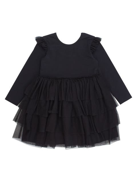 Toddler Girls Flutter Tulle Long Sleeve Twirl Dress
