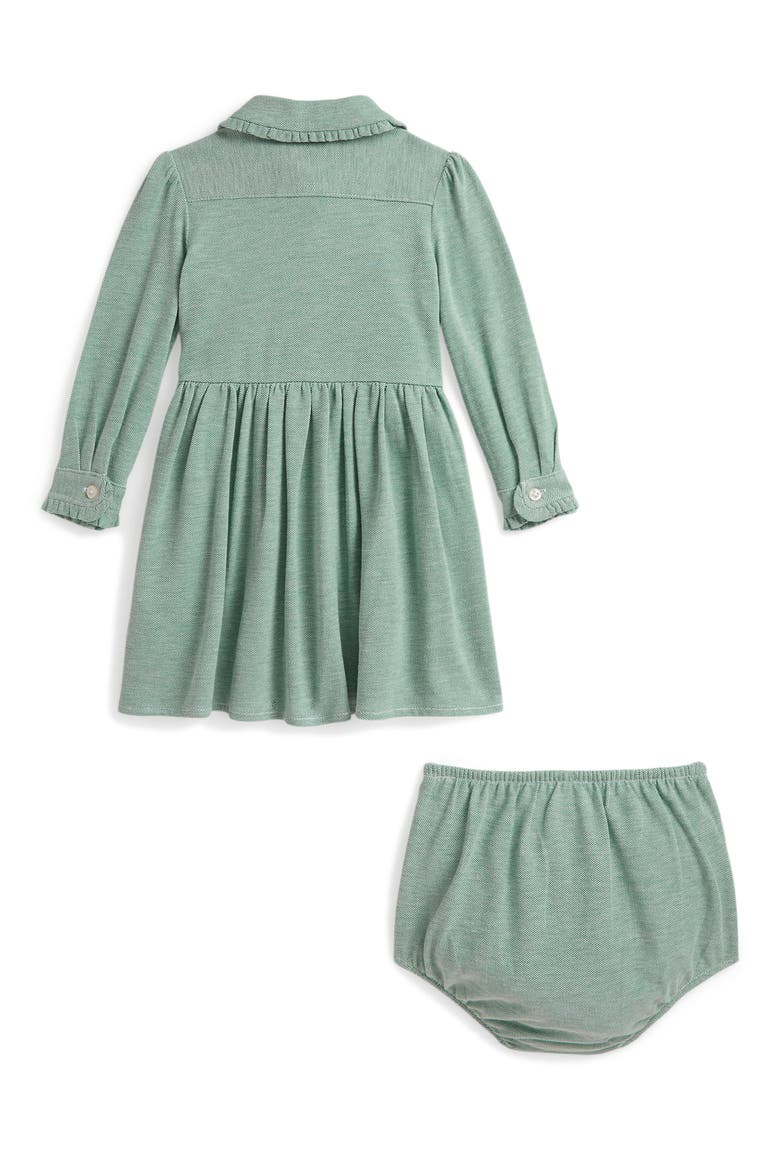 Kids' Cotton Mesh Polo Bodysuit Dress, Alternate, color, FAIRWAY GREEN