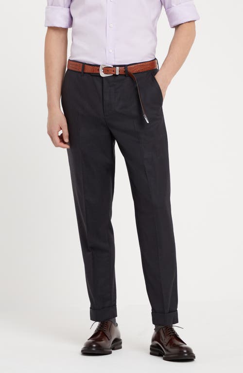 Brunello Cucinelli Tapered-leg Wool Trousers In Black