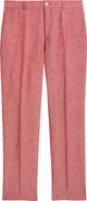 Berle Flat Front Slub Linen Chambray Dress Pants