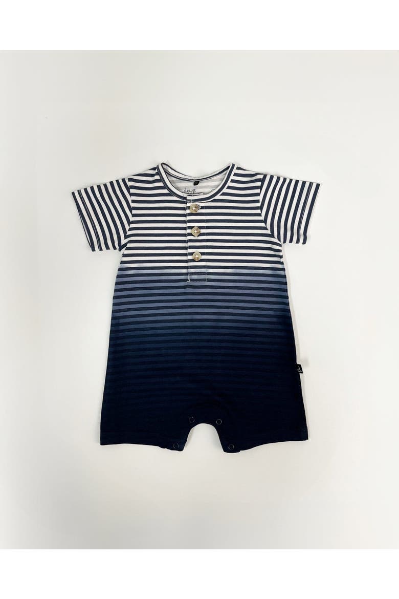 Short Sleeve Gradient Stripes Organic Cotton Romper, Main, color, Striped Gradient Blue