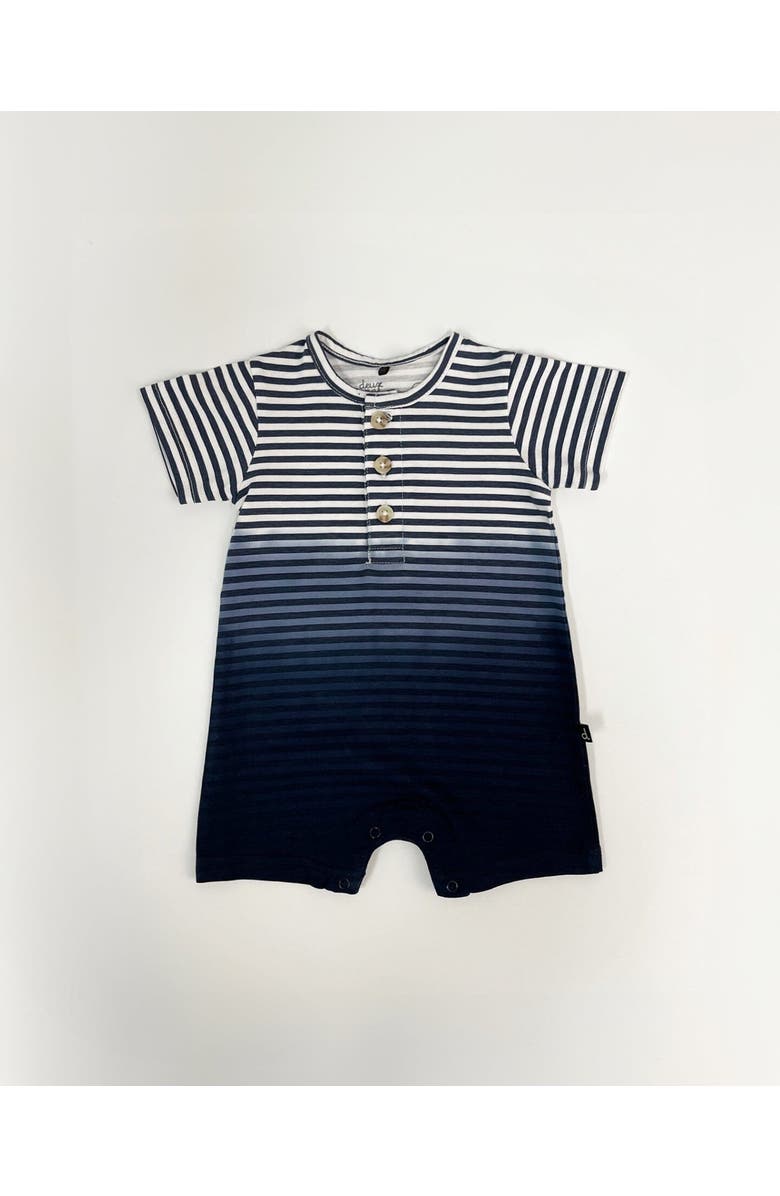 Deux par Deux Short Sleeve Gradient Stripes Organic Cotton Romper, Main, color, Striped Gradient Blue