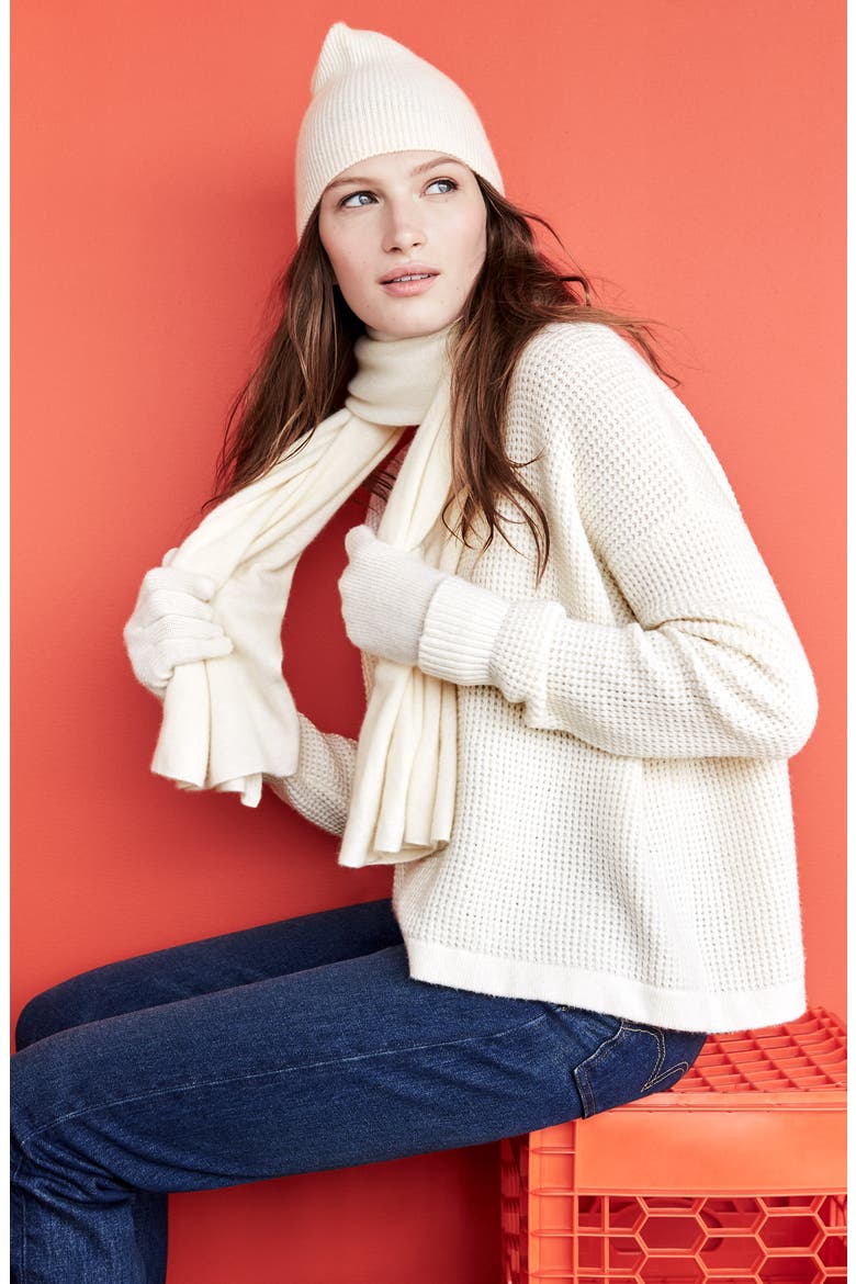 Slouchy Cashmere Beanie, Alternate, color, BEIGE OATMEAL DARK HEATHER
