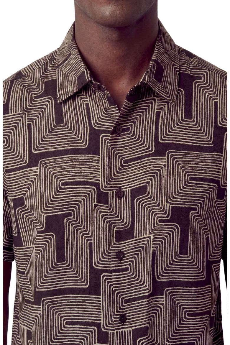 Inter Twine Mens Linen Button-up Shirt, Alternate, color, INTER TWINE BLACK