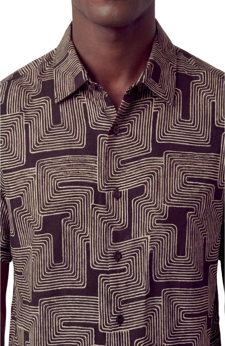 Lords of Harlech Inter Twine Mens Linen Button-up Shirt, Alternate, color, Inter Twine Black