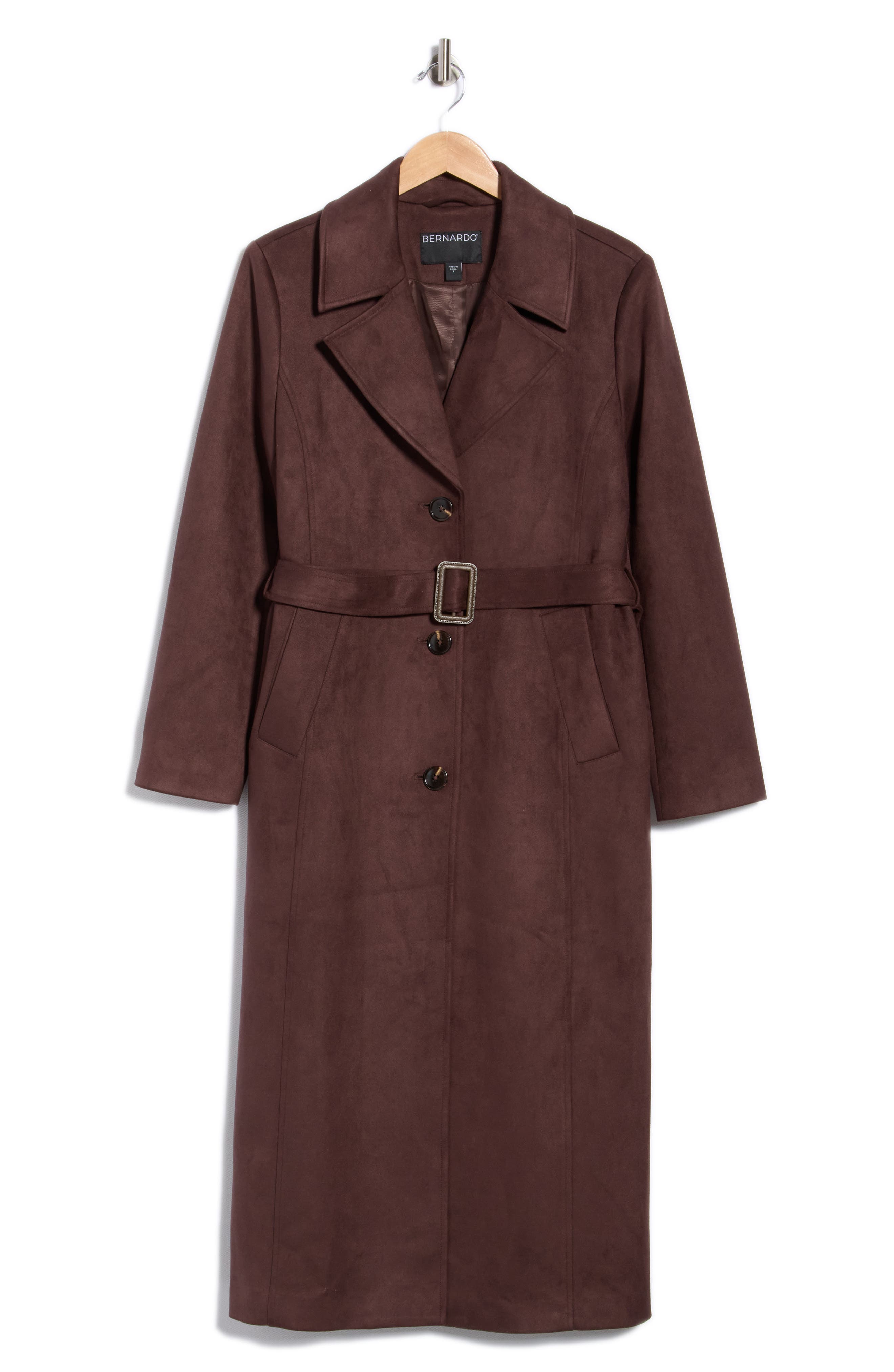 Faux Suede Trench Coat
