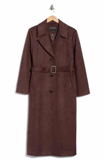 Faux Suede Trench Coat