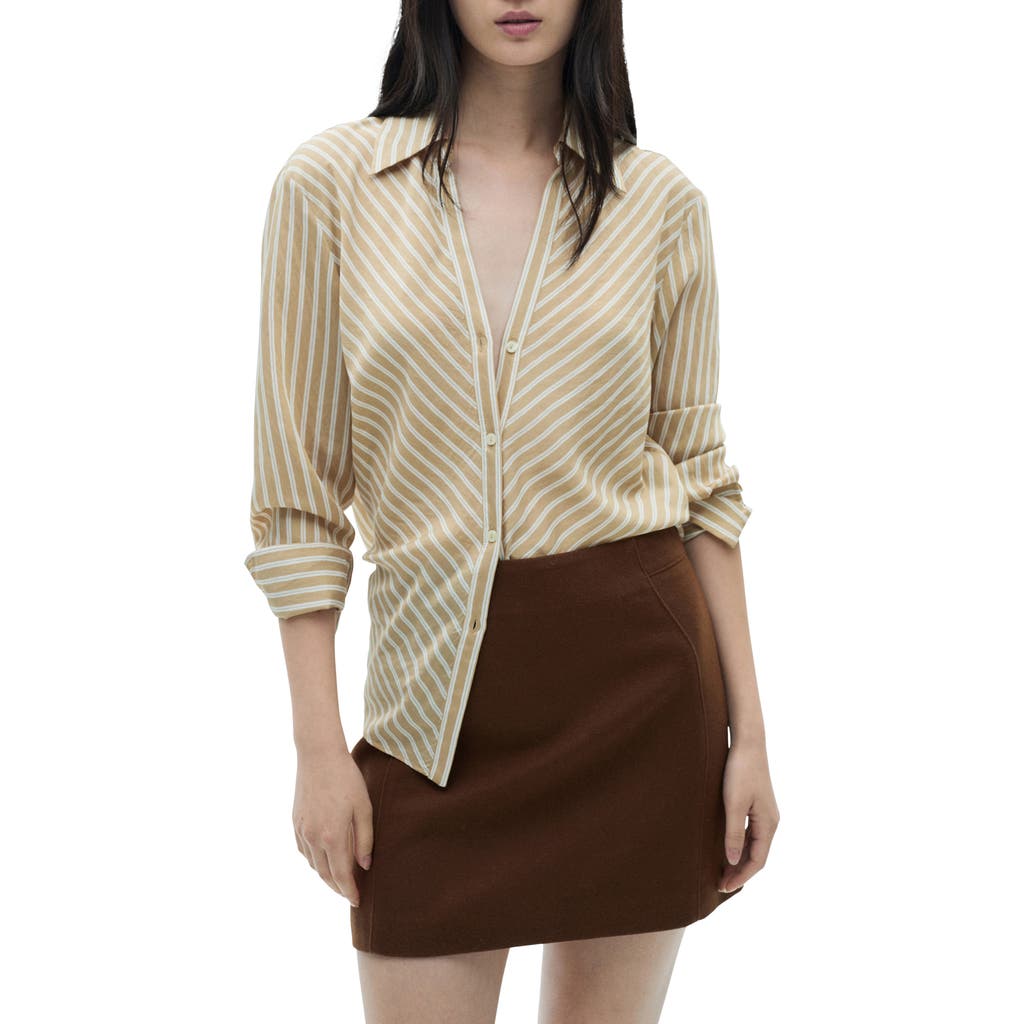 Shop Mango Wool Blend Miniskirt In Brown