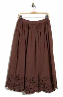 Nordstrom Schiffly Cotton Eyelet Midi Skirt