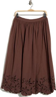 Nordstrom Schiffly Cotton Eyelet Midi Skirt