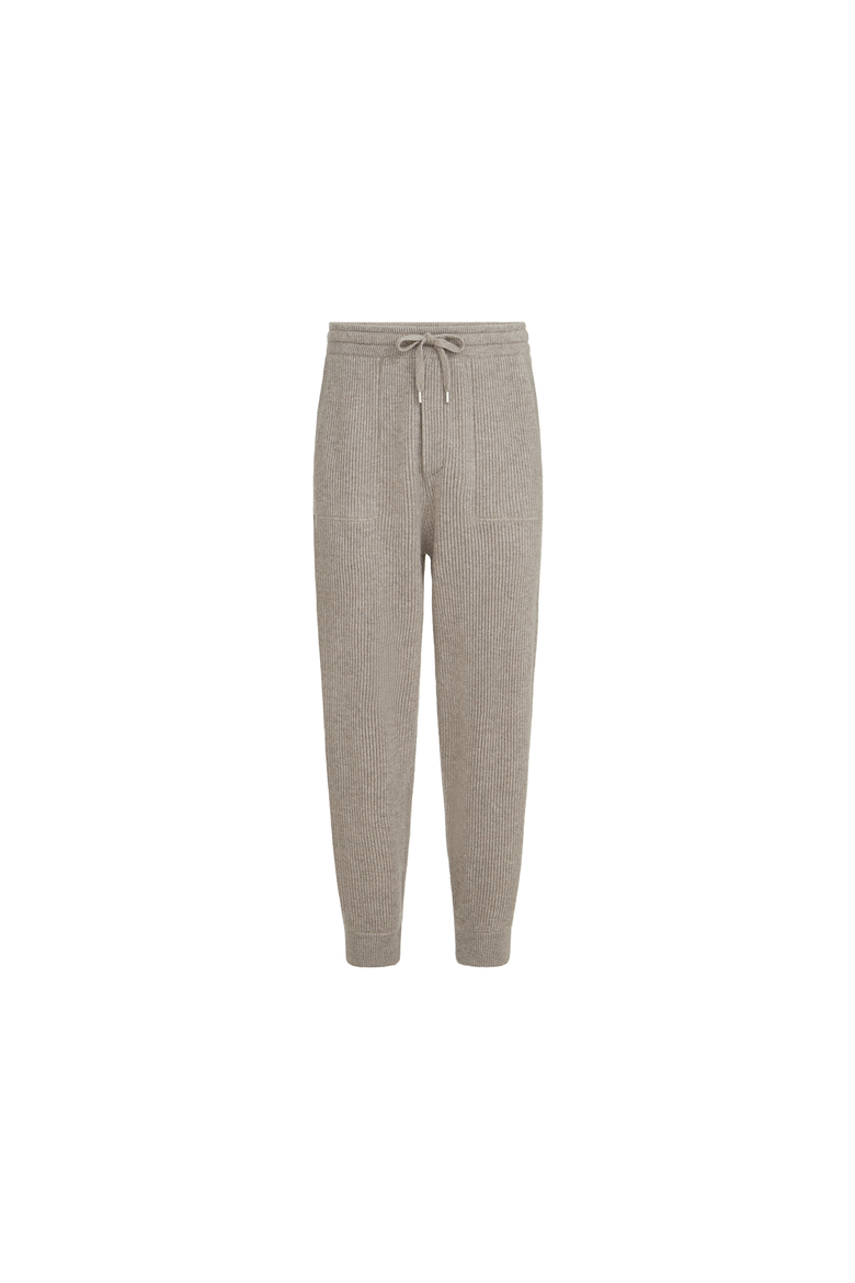 Cashmere English rib knit joggers, Alternate, color, Stone Grey