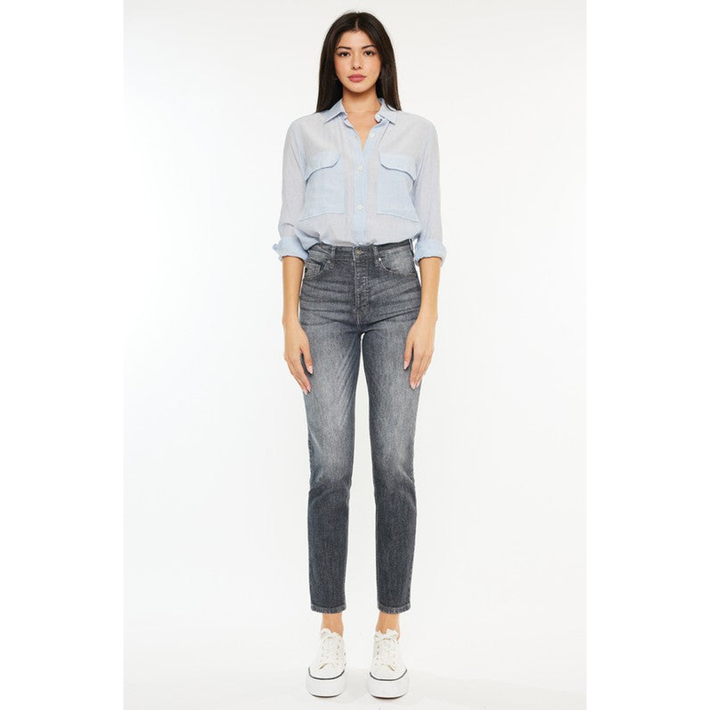 Kancan Taryn High Rise Cigarette Leg Jeans In Gray