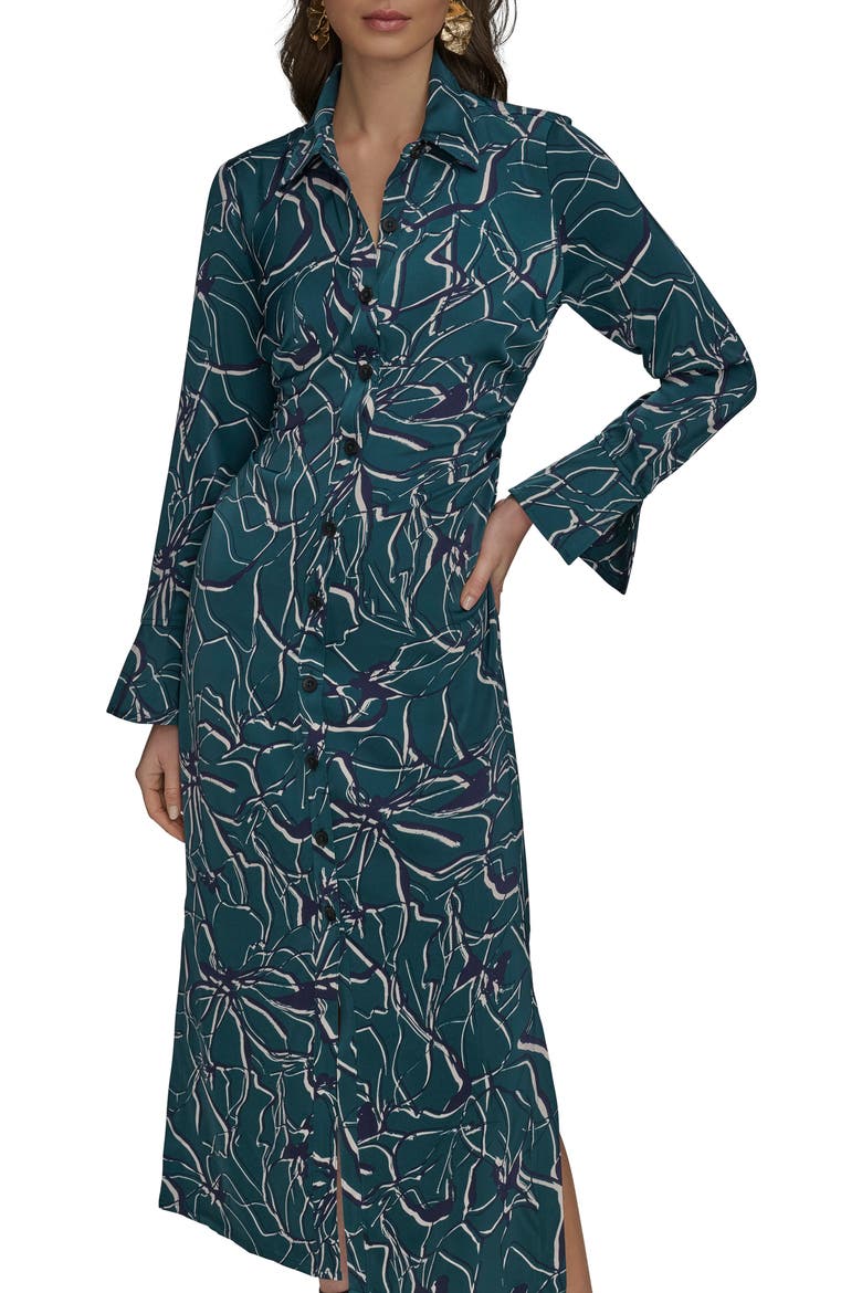 Floral Long Sleeve Shirtdress, Alternate, color, GREEN/ ECLIPSE