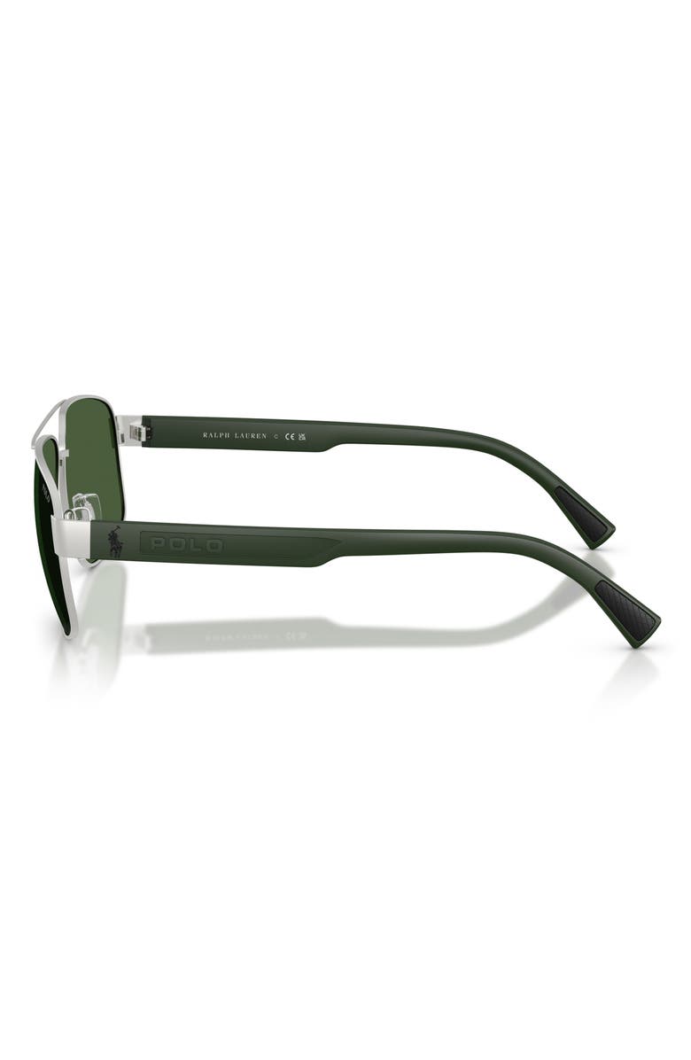 Polo Ralph Lauren 61mm Pilot Sunglasses, Alternate, color, Semishiny Silver / Dark Green