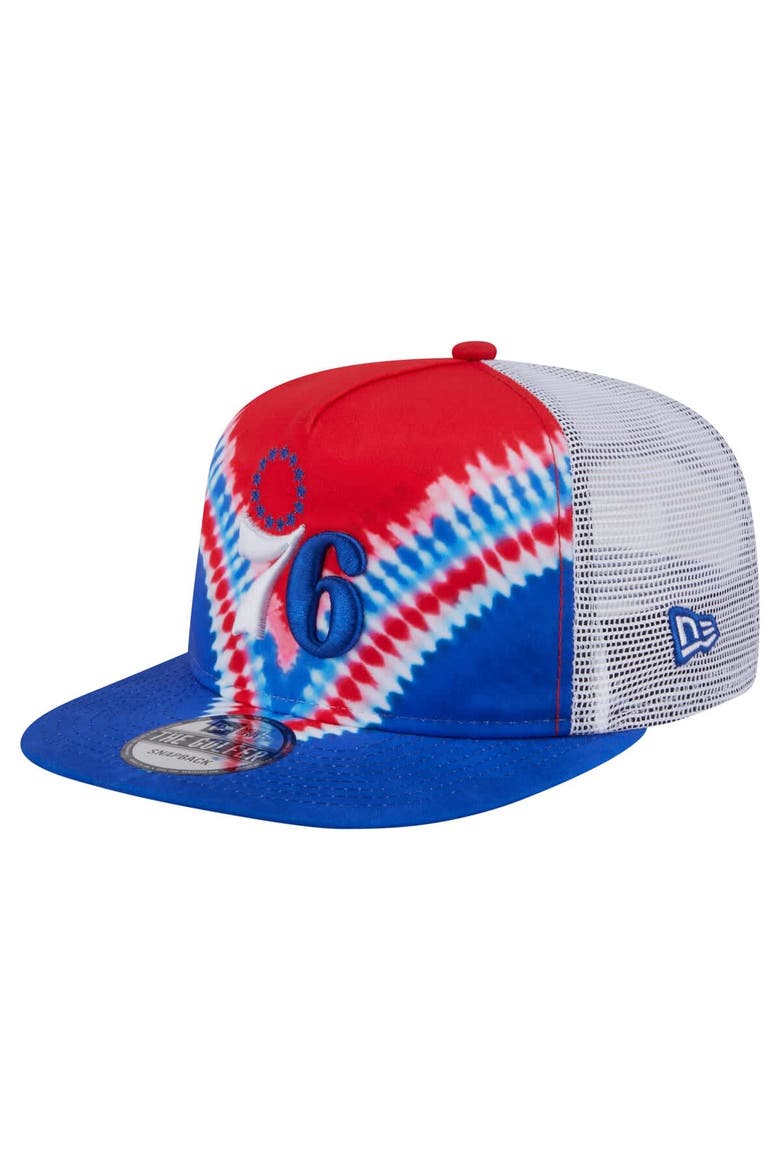 Men's New Era Royal/Red Philadelphia 76ers Throwback Dye Golfer Snapback Hat, Main, color, Royal