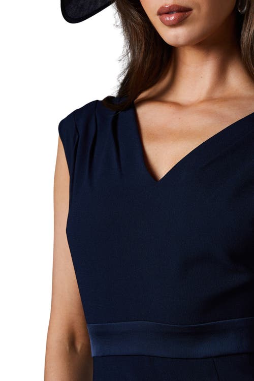 Coast Satin Back Crepe Dress With Peplum In Blue