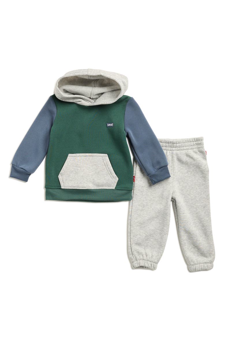 Levi's Colorblock Pullover Hoodie & Joggers Set, Main, color, Bistro Green