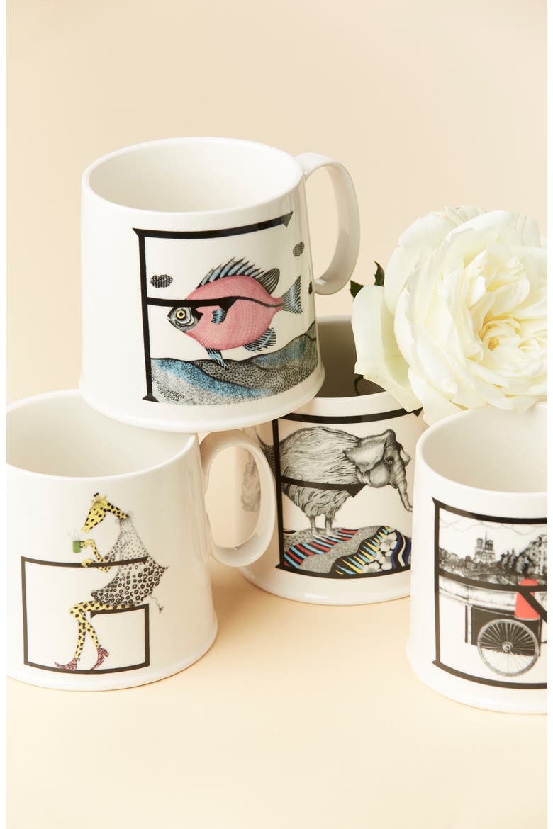 Anthropologie Animal Alphabet Monogram Mug, Alternate, color, WHITE - E